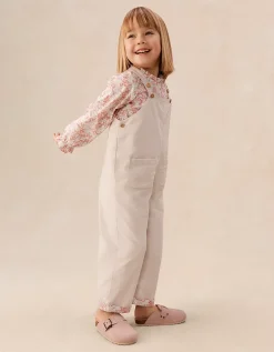 Organic Cotton Petunia Floral Blouse & Cord Dungarees Set (0–4yrs)