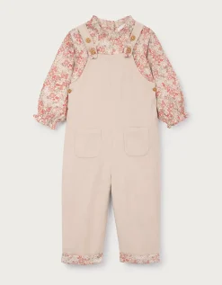 Organic Cotton Petunia Floral Blouse & Cord Dungarees Set (0–4yrs)