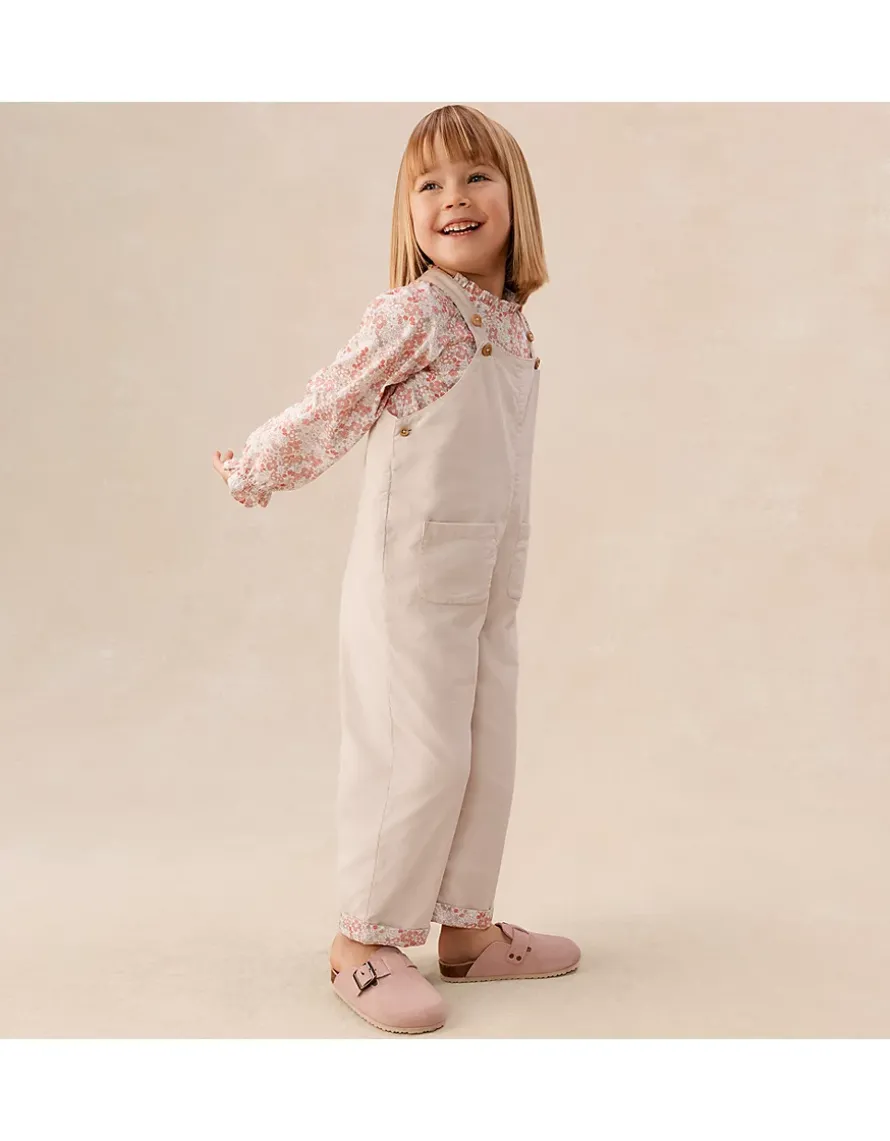 Organic Cotton Petunia Floral Blouse & Cord Dungarees Set (0–4yrs)