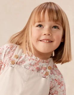 Organic Cotton Petunia Floral Blouse & Cord Dungarees Set (0–4yrs)