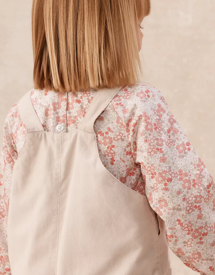 Organic Cotton Petunia Floral Blouse & Cord Dungarees Set (0–4yrs)