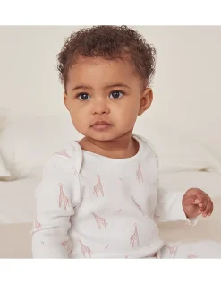 Organic Cotton Pink Giraffe Print Sleepsuit (0–24mths)