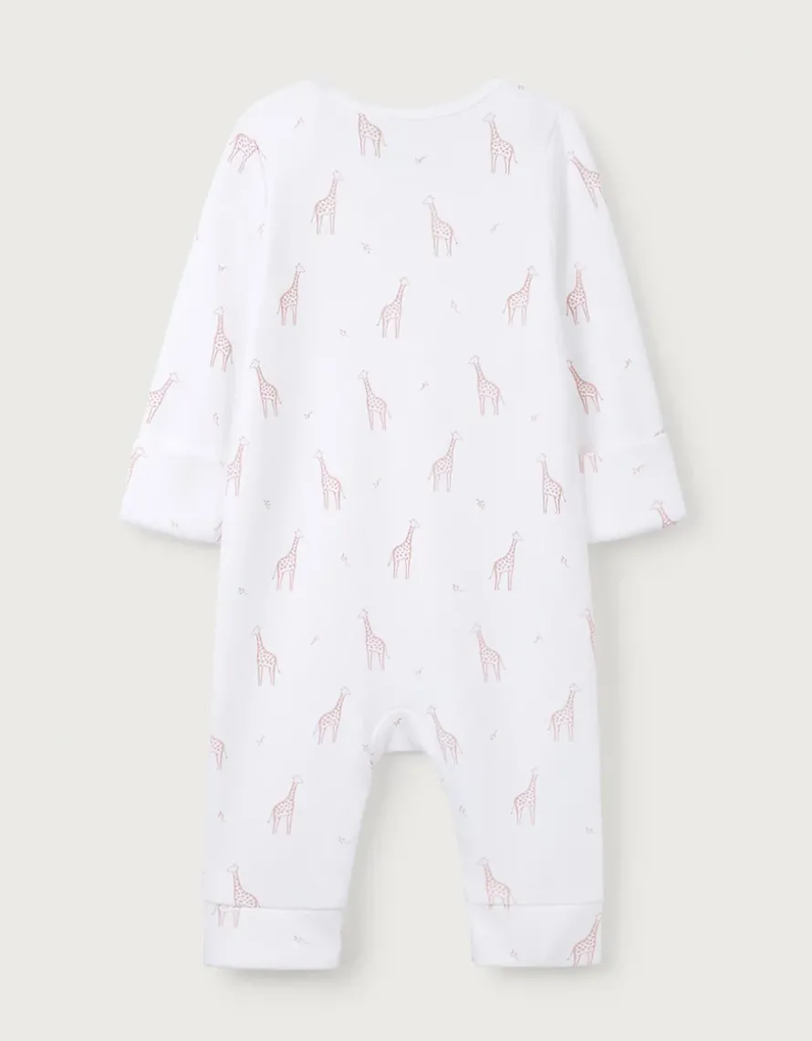 Organic Cotton Pink Giraffe Print Sleepsuit (0–24mths)