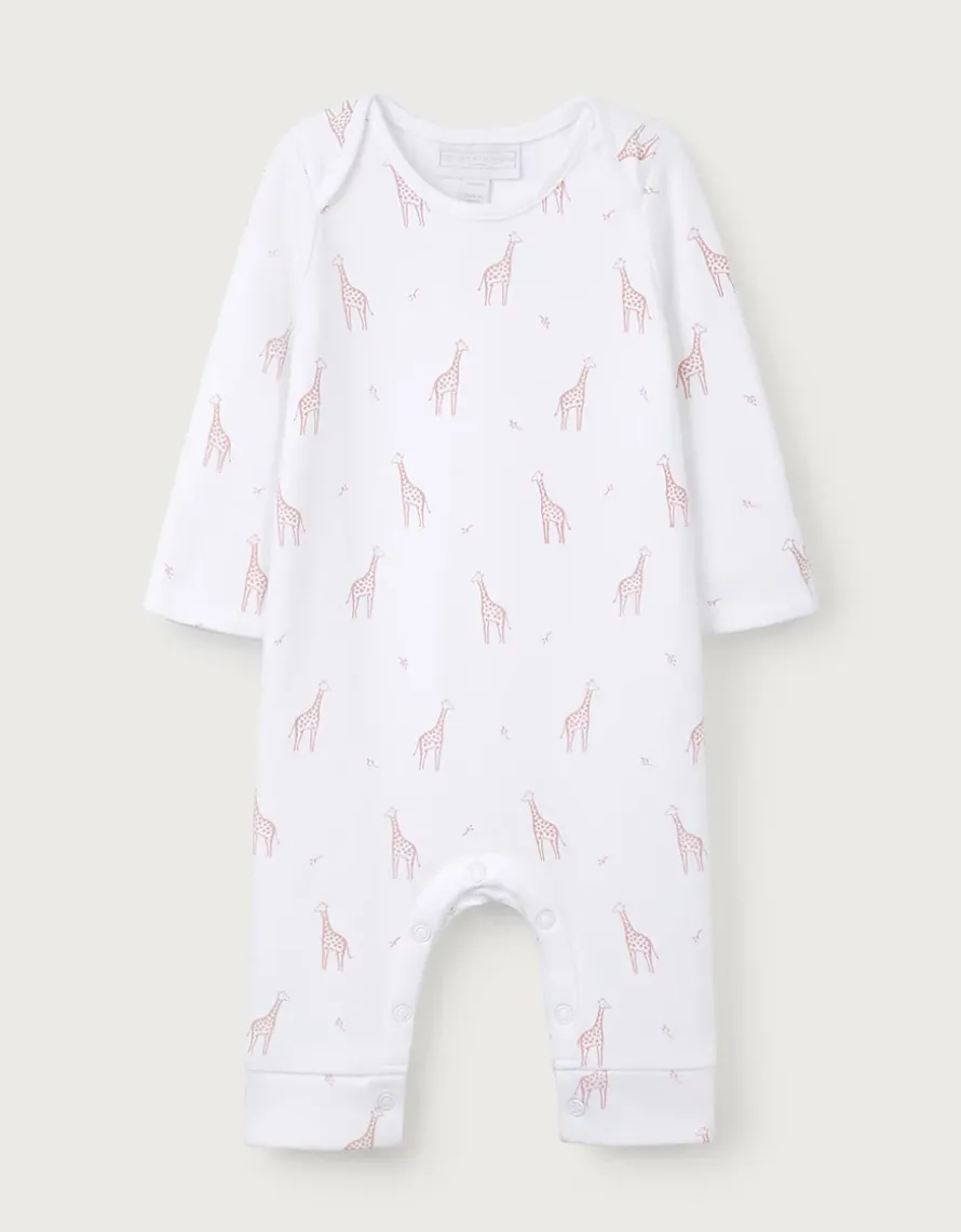 Organic Cotton Pink Giraffe Print Sleepsuit (0–24mths)