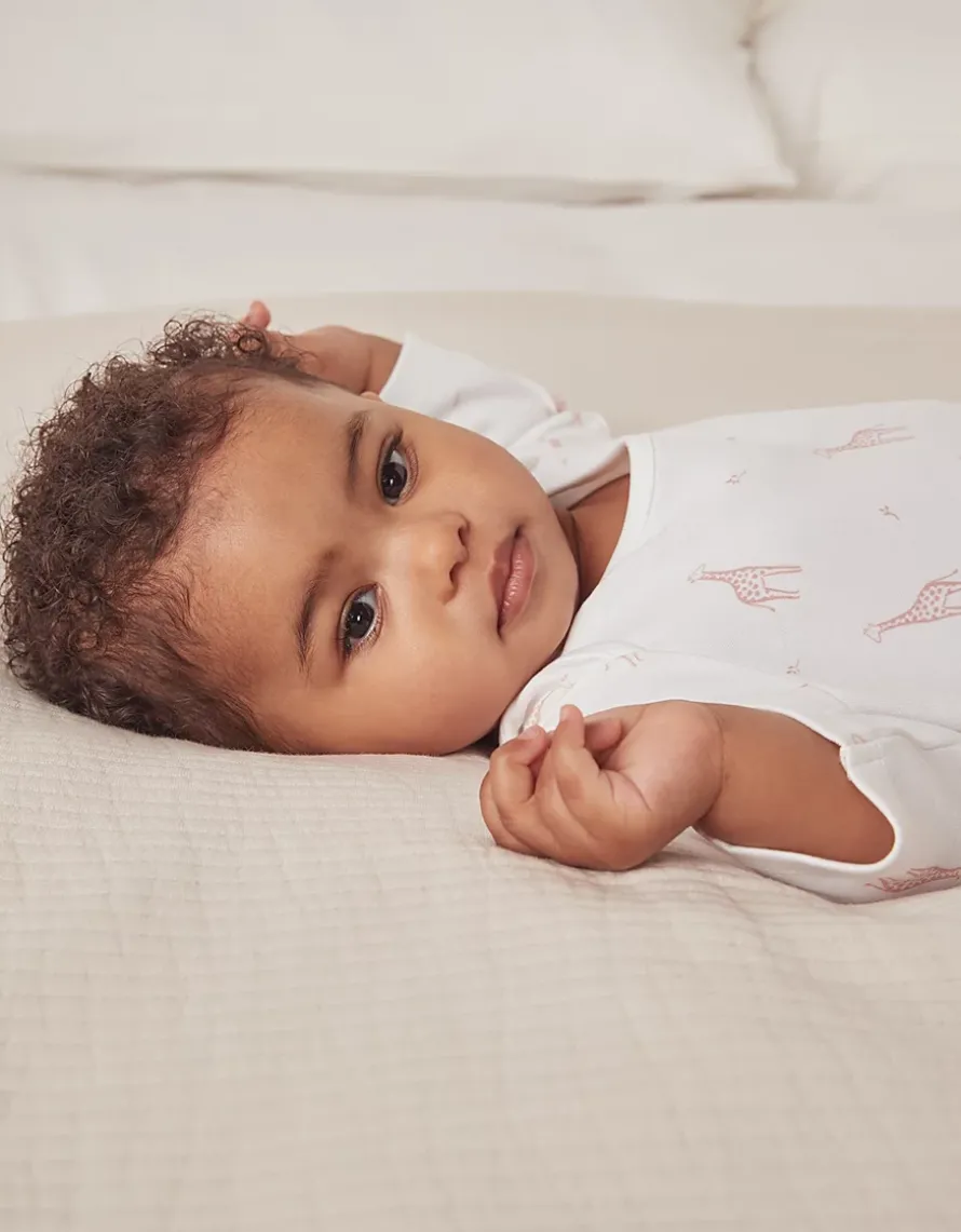 Organic Cotton Pink Giraffe Print Sleepsuit (0–24mths)