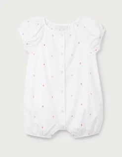 Organic Cotton Pink Heart Embroidered Shortie Sleepsuit (0–2yrs)