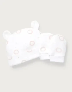 Organic Cotton Pink Lion Hat & Mittens Set (0–12mths)