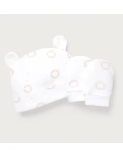 Organic Cotton Pink Lion Hat & Mittens Set (0–12mths)