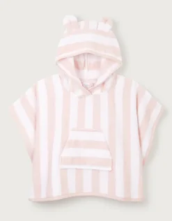 Organic Cotton Pink Stripe Towelling Hoodie  (0–6yrs)