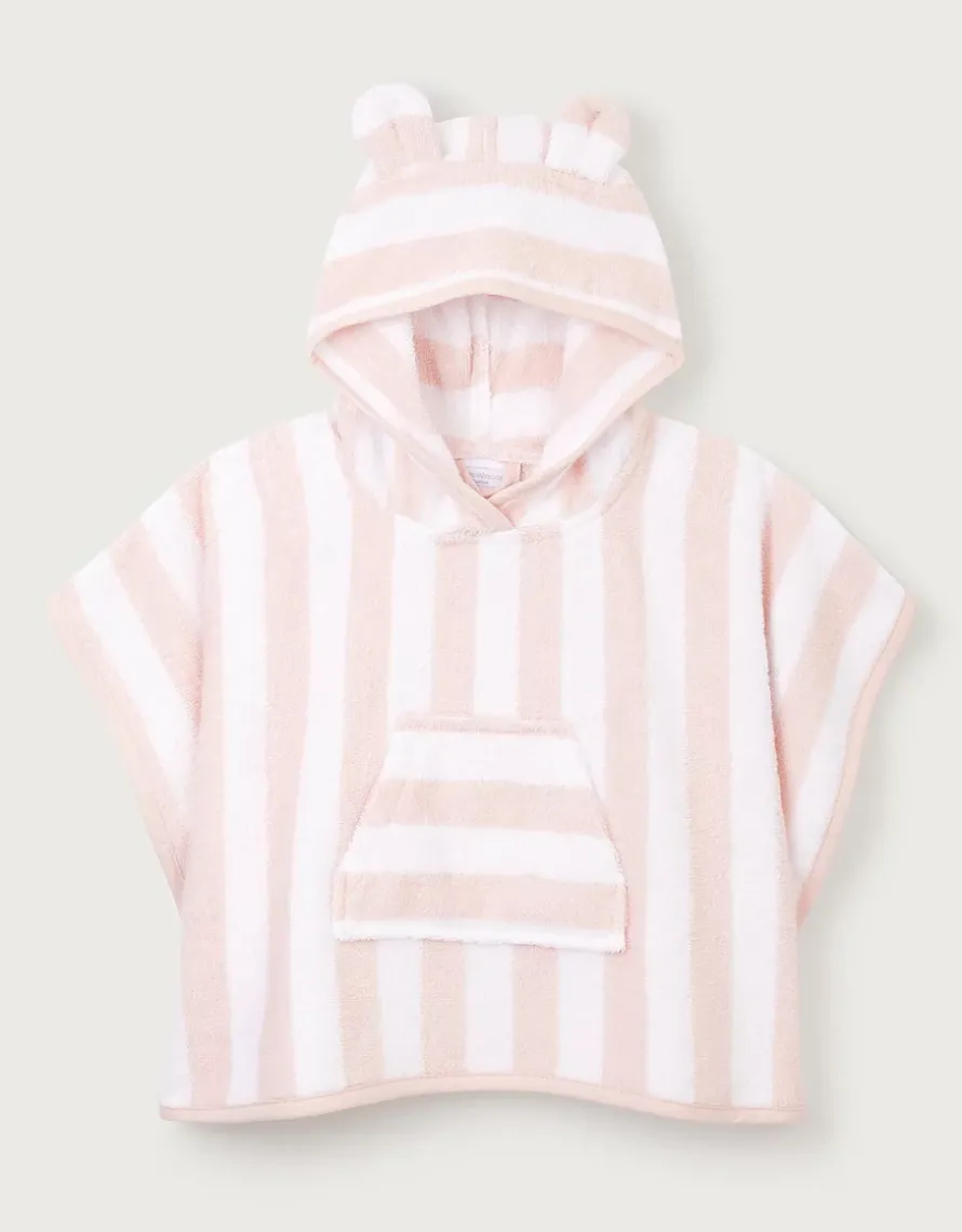 Organic Cotton Pink Stripe Towelling Hoodie (0–6yrs)