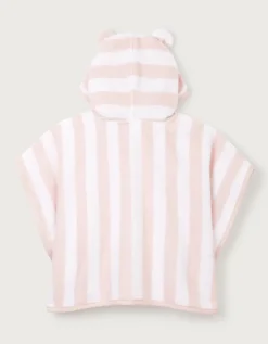 Organic Cotton Pink Stripe Towelling Hoodie  (0–6yrs)