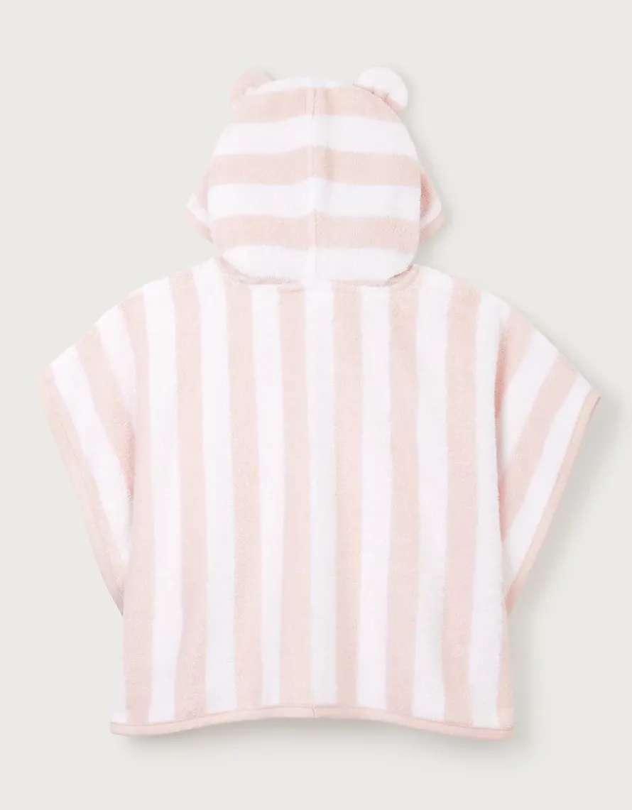 Organic Cotton Pink Stripe Towelling Hoodie (0–6yrs)