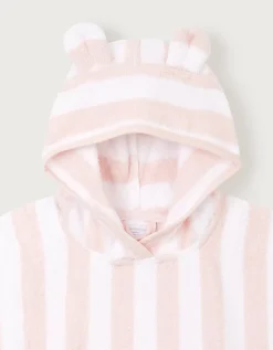 Organic Cotton Pink Stripe Towelling Hoodie (0–6yrs)