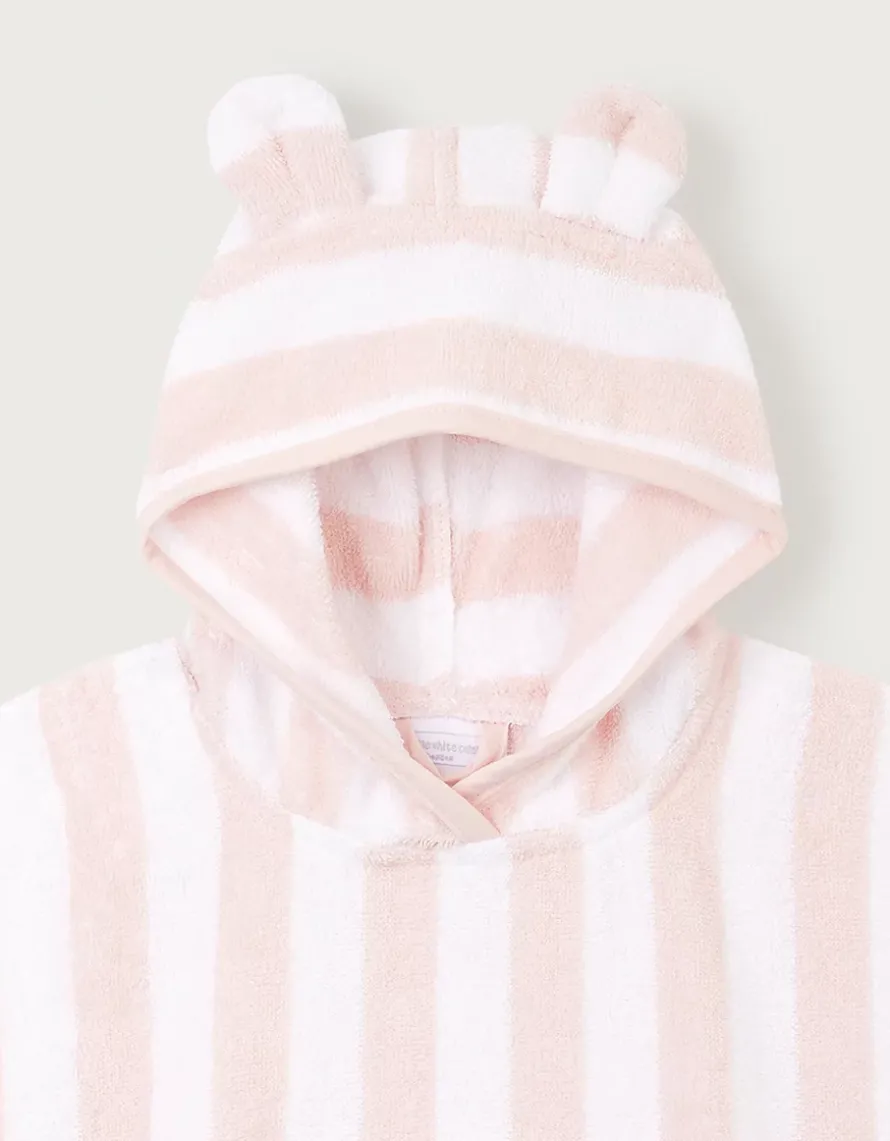 Organic Cotton Pink Stripe Towelling Hoodie (0–6yrs)