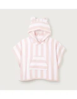 Organic Cotton Pink Stripe Towelling Hoodie (0–6yrs)
