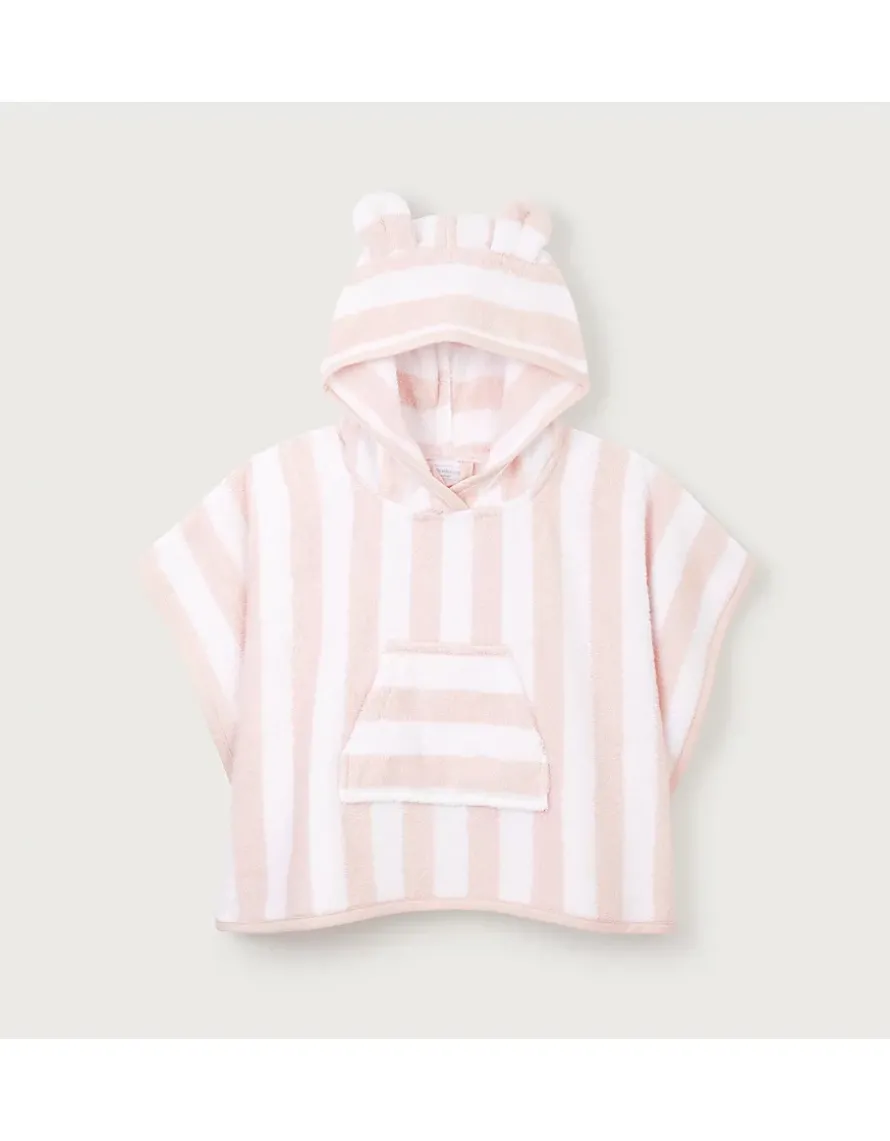 Organic Cotton Pink Stripe Towelling Hoodie (0–6yrs)