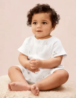 Organic Cotton Playful Bunnies Shortie Sleepsuit (0–2yrs)