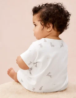 Organic Cotton Playful Bunnies Shortie Sleepsuit (0–2yrs)