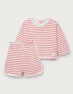 Organic Cotton Red Stripe Little Surfer Top & Shorts Set (0–4yrs)