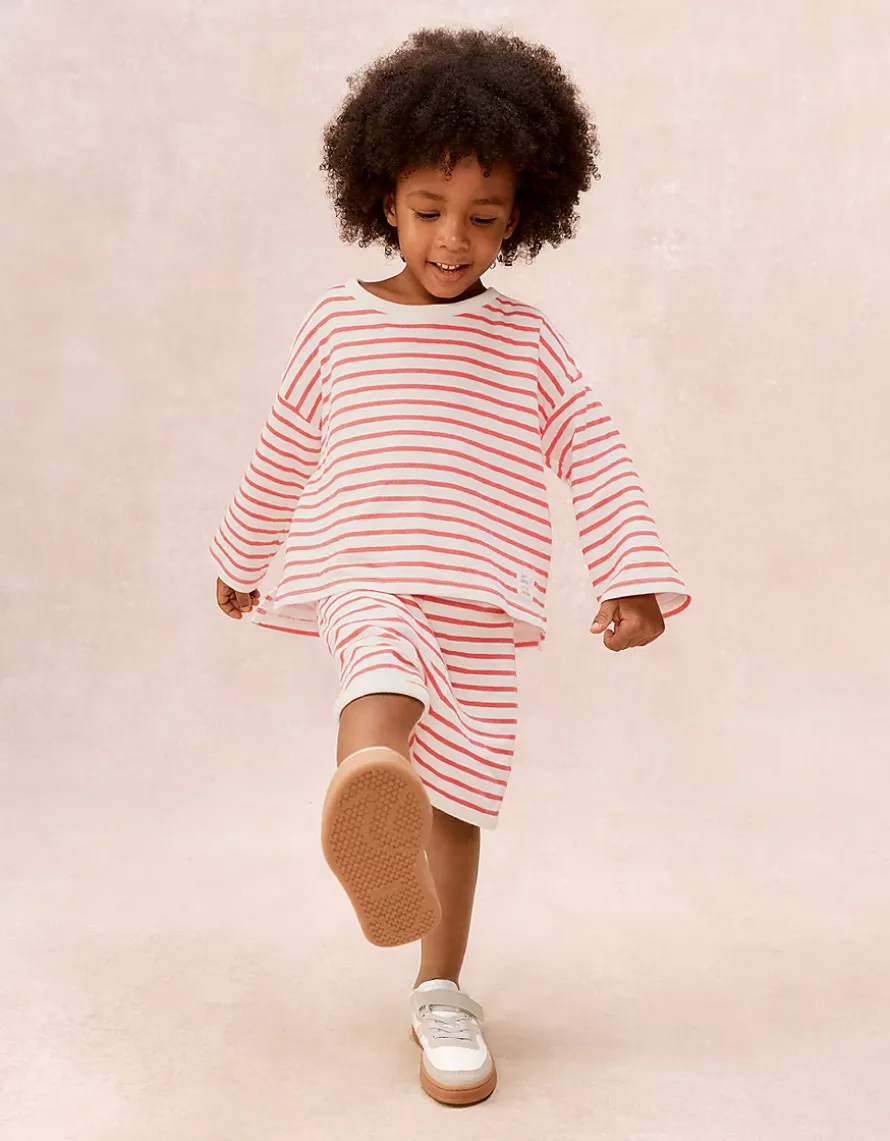 Organic Cotton Red Stripe Little Surfer Top & Shorts Set (0–4yrs)