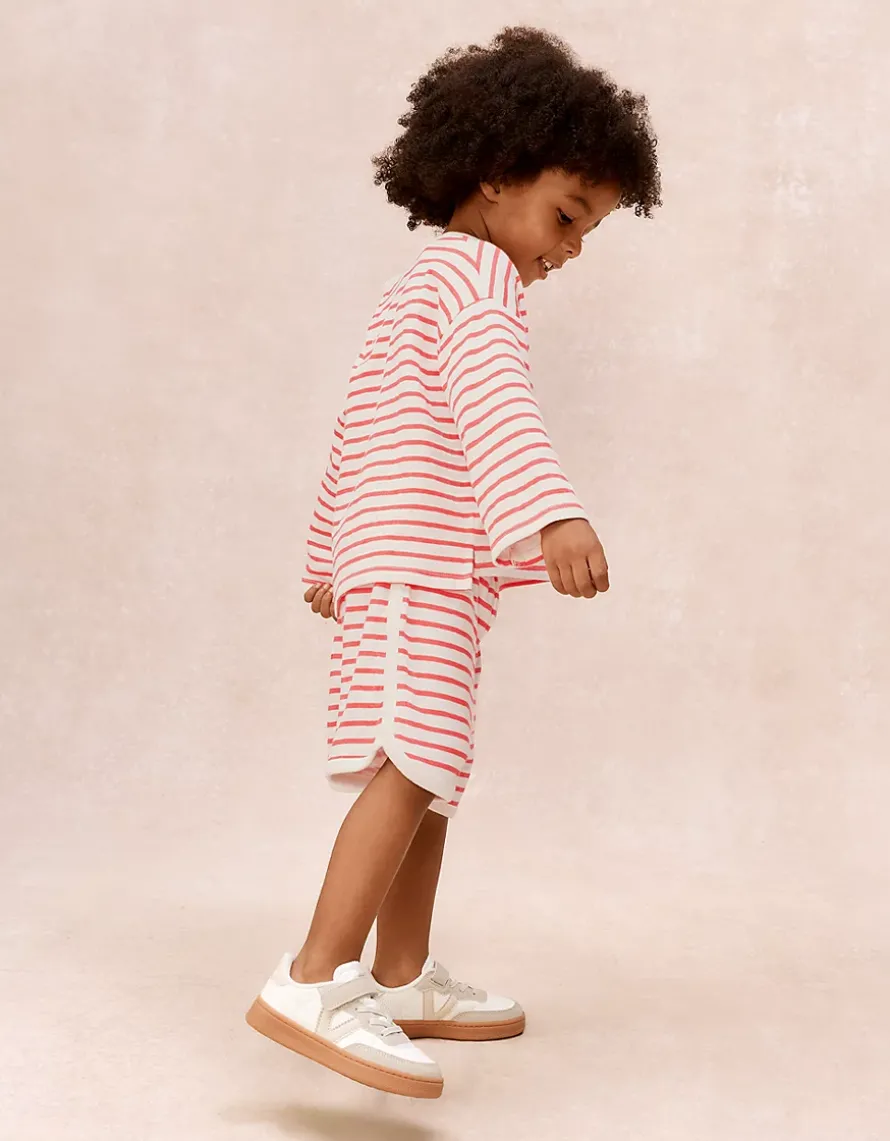 Organic Cotton Red Stripe Little Surfer Top & Shorts Set (0–4yrs)