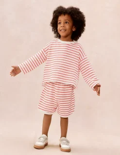 Organic Cotton Red Stripe Little Surfer Top & Shorts Set (0–4yrs)