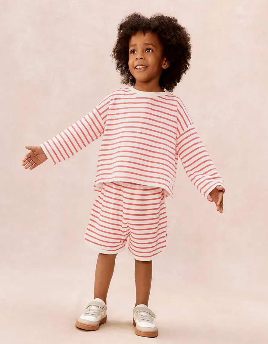 Organic Cotton Red Stripe Little Surfer Top & Shorts Set (0–4yrs)