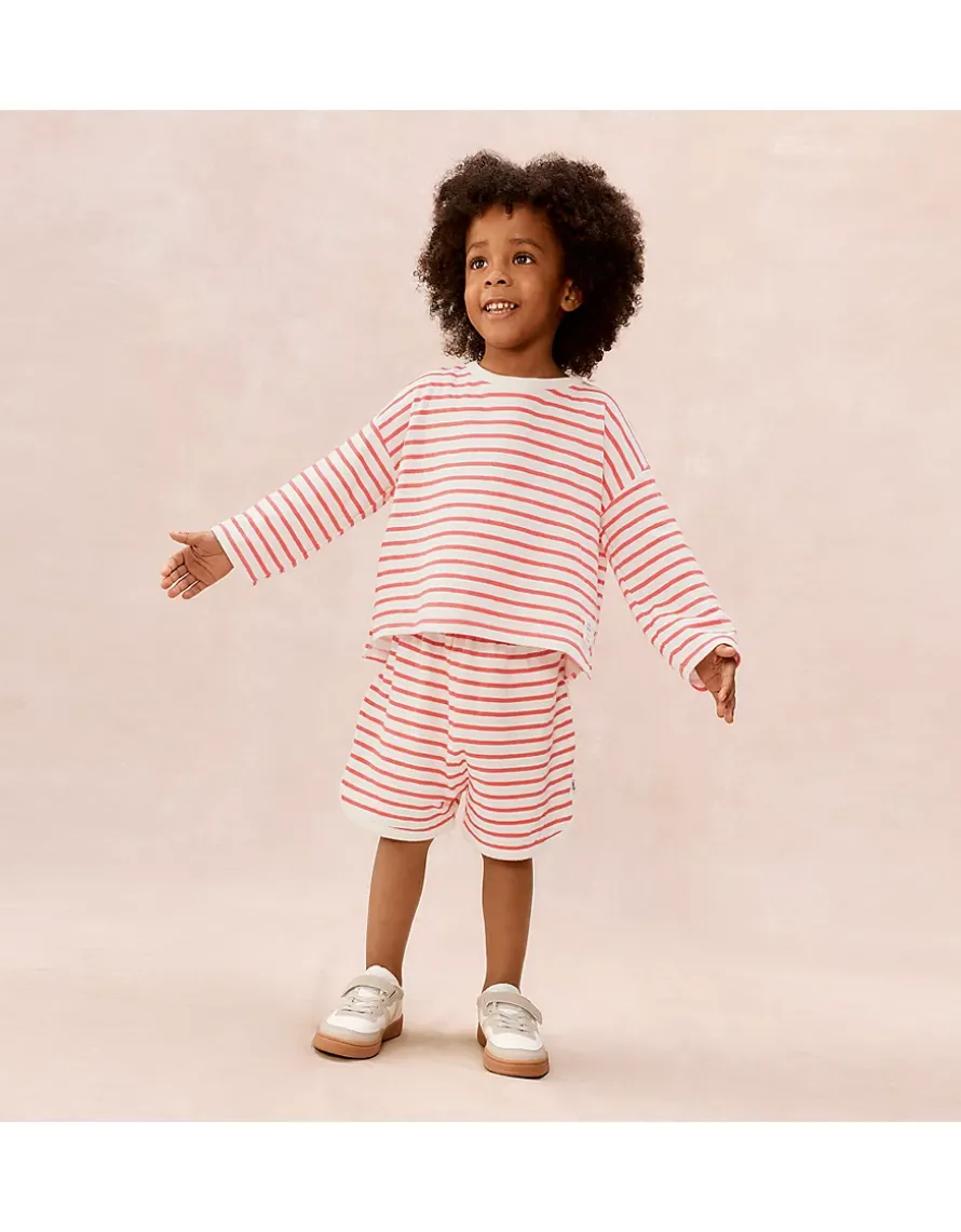 Organic Cotton Red Stripe Little Surfer Top & Shorts Set (0–4yrs)