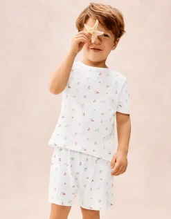 Organic Cotton Relaxed Fit Beach Scene Shortie Pyjamas (2–12yrs)
