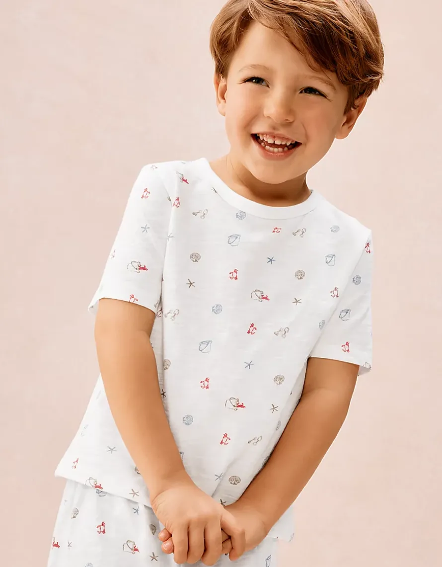 Organic Cotton Relaxed Fit Beach Scene Shortie Pyjamas (2–12yrs)