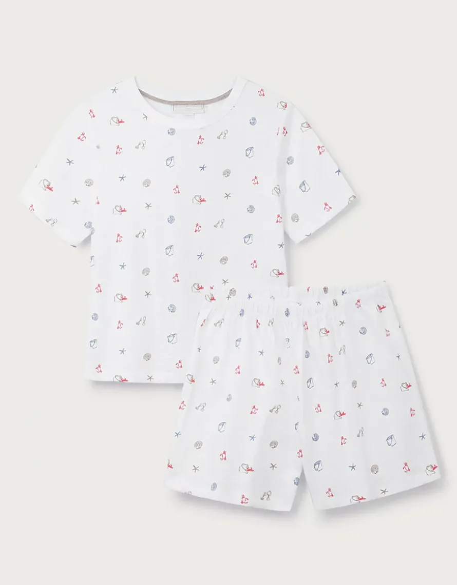 Organic Cotton Relaxed Fit Beach Scene Shortie Pyjamas (2–12yrs)