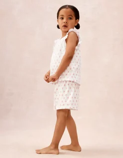 Organic Cotton Relaxed Fit Frill Sleeve Block Print Pyjamas (2–12yrs)
