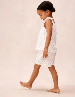 Organic Cotton Relaxed Fit Frill Sleeve Block Print Pyjamas (2–12yrs)