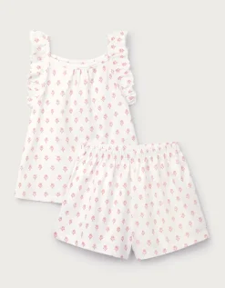 Organic Cotton Relaxed Fit Frill Sleeve Block Print Pyjamas (2–12yrs)