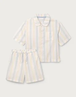 Organic Cotton Relaxed Fit Traditional Summer Stripe Shortie Pyjamas (2–12yrs)