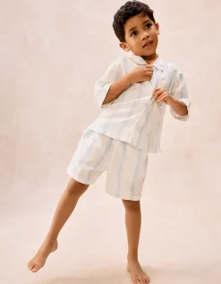 Organic Cotton Relaxed Fit Traditional Summer Stripe Shortie Pyjamas (2–12yrs)