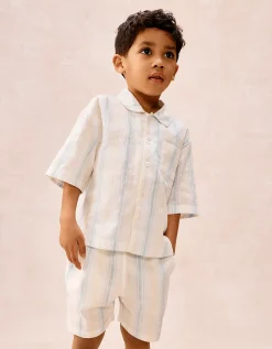 Organic Cotton Relaxed Fit Traditional Summer Stripe Shortie Pyjamas (2–12yrs)