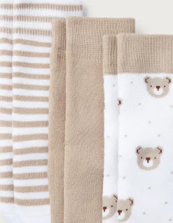 Organic Cotton Rich Bear Face Socks – Set of 3 (0–6yrs)