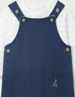 Organic Cotton Sailboat Dungarees & Top Set (0–4yrs)