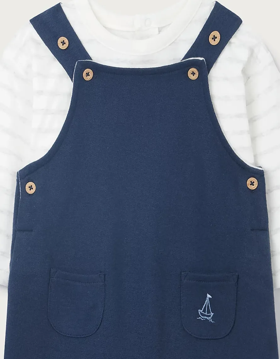 Organic Cotton Sailboat Dungarees & Top Set (0–4yrs)