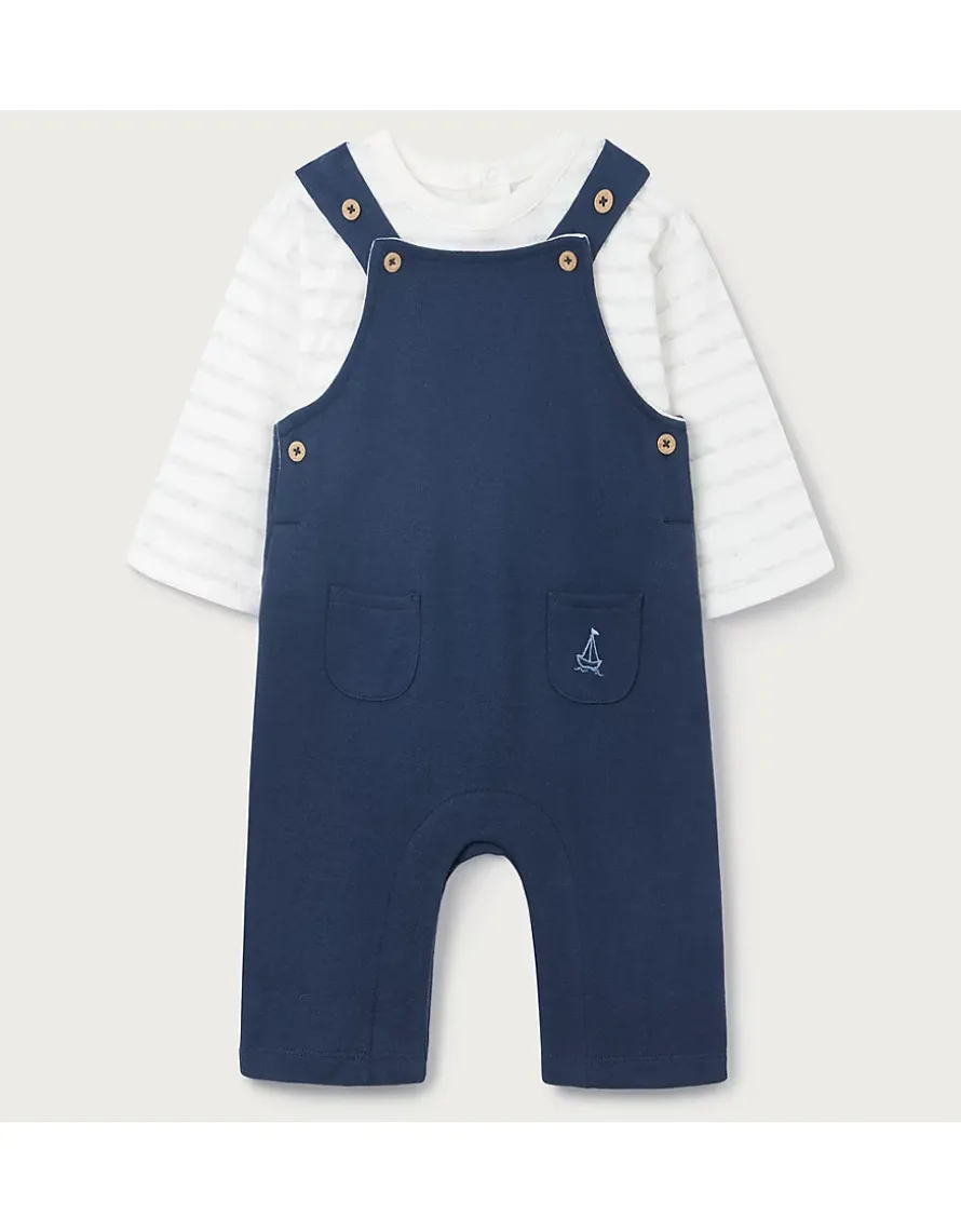 Organic Cotton Sailboat Dungarees & Top Set (0–4yrs)
