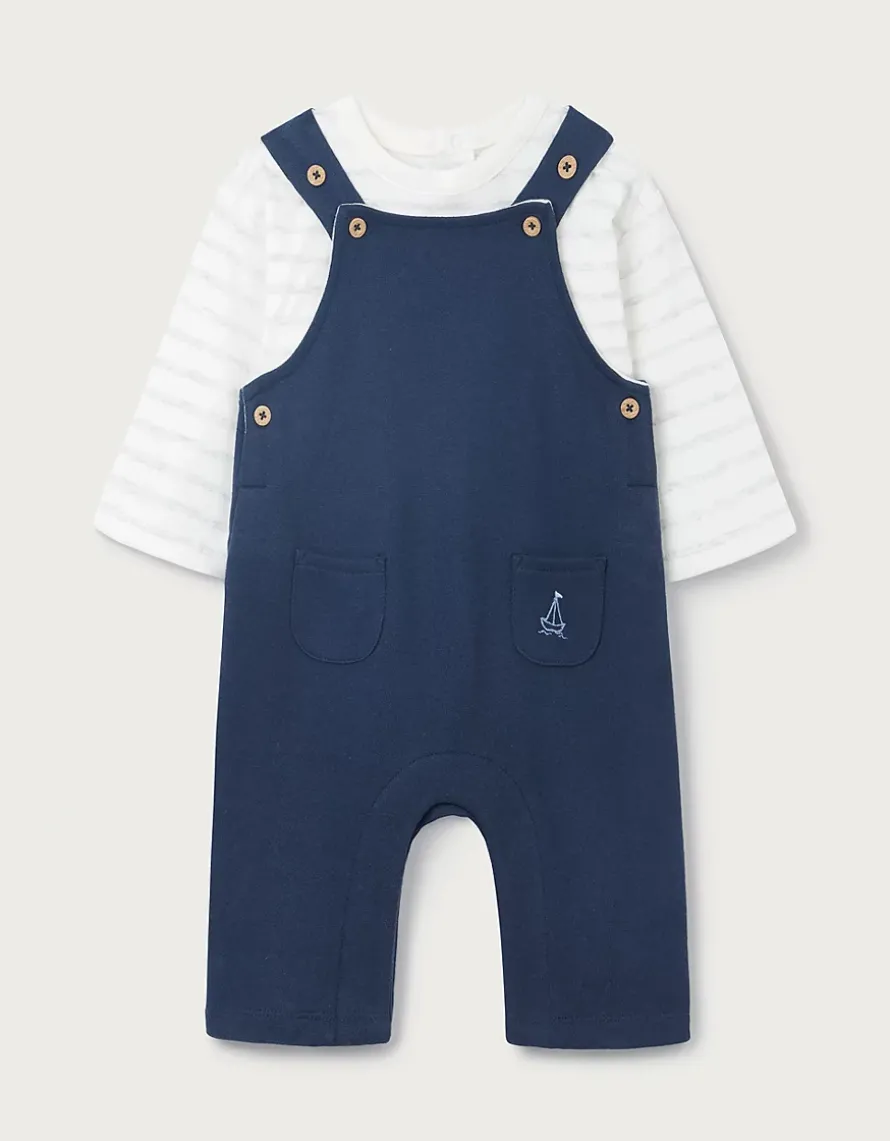 Organic Cotton Sailboat Dungarees & Top Set (0–4yrs)