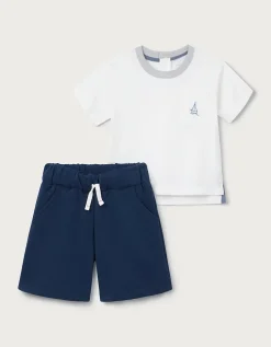 Organic Cotton Sailboat Slub T-Shirt & Shorts Set (0–4yrs)
