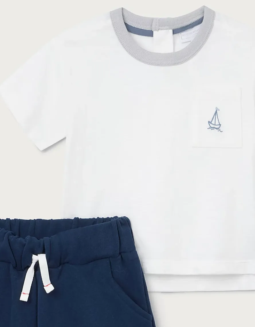 Organic Cotton Sailboat Slub T-Shirt & Shorts Set (0–4yrs)