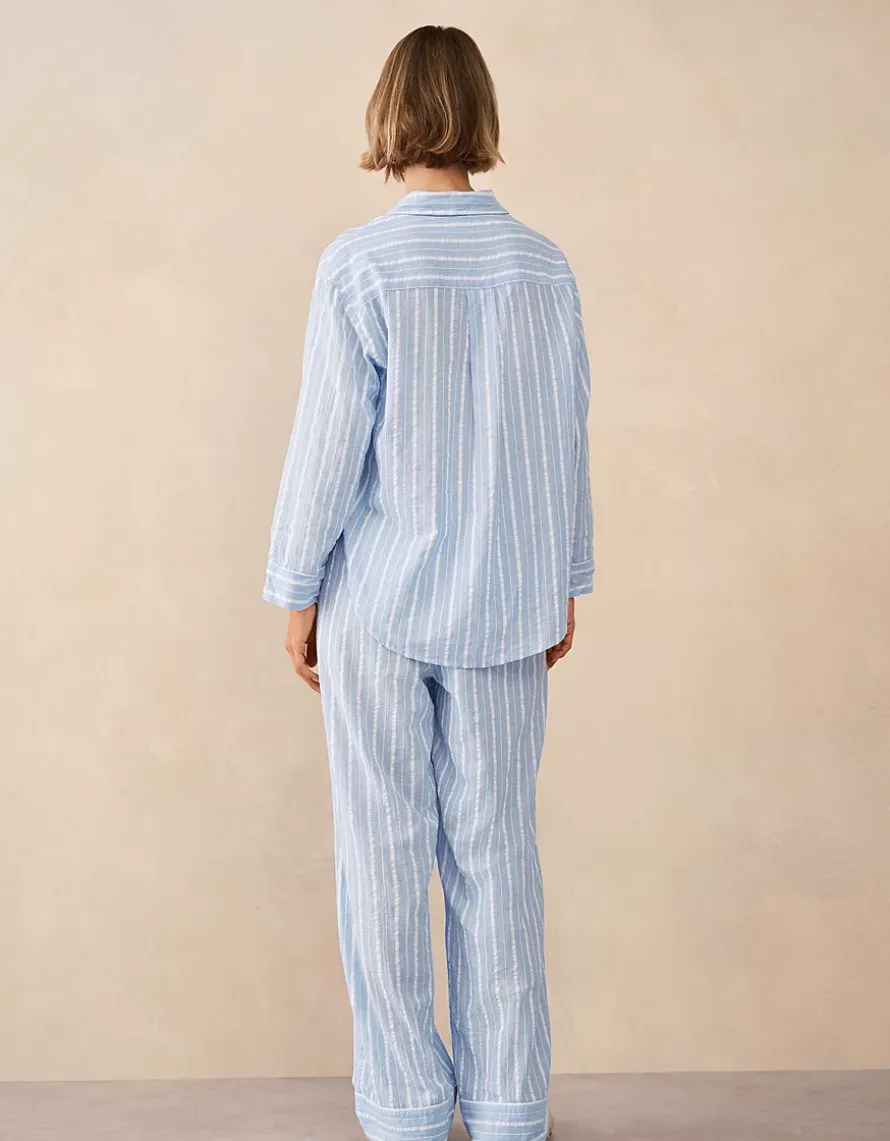 Organic Cotton Seersucker Relaxed Stripe Pyjama Set