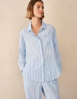 Organic Cotton Seersucker Relaxed Stripe Pyjama Set