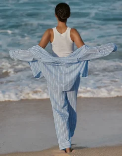 Organic Cotton Seersucker Relaxed Stripe Pyjama Set