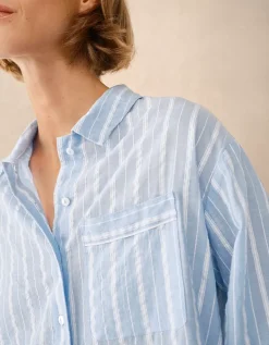 Organic Cotton Seersucker Relaxed Stripe Pyjama Set