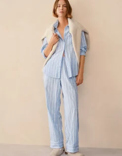 Organic Cotton Seersucker Relaxed Stripe Pyjama Set