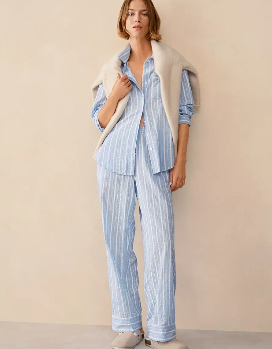 Organic Cotton Seersucker Relaxed Stripe Pyjama Set